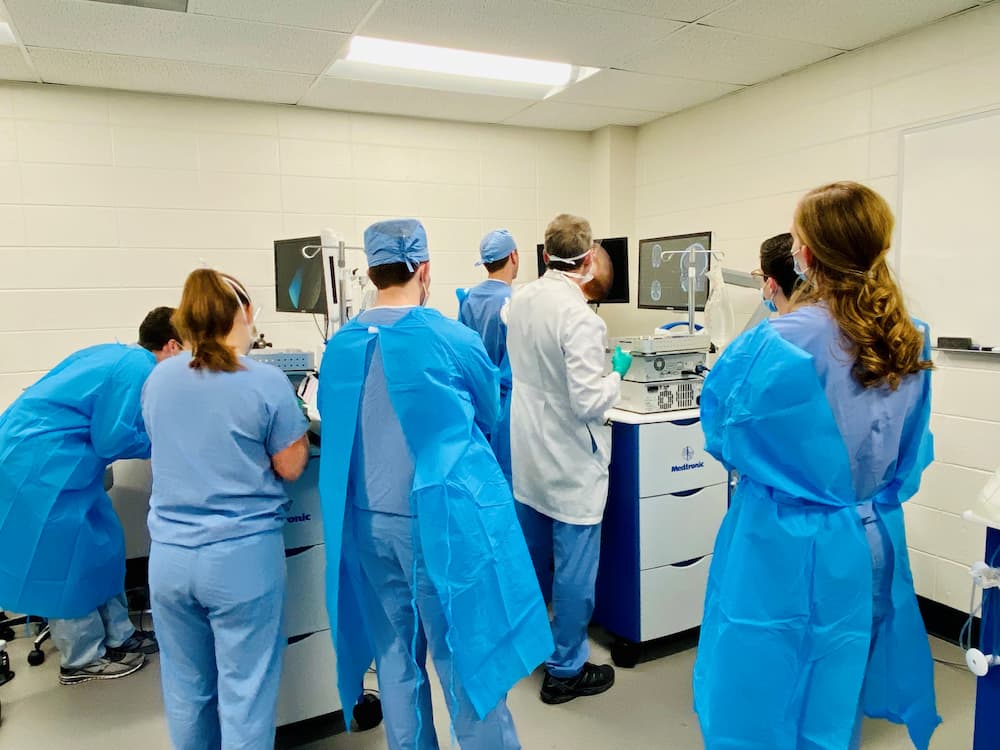 Residents working in lab